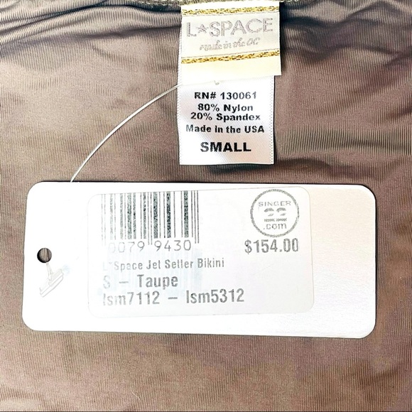 L*SPACE Jet Setter Gold Chain Side Hipster Bikini Bottom in Taupe Size Small - Picture 6 of 7